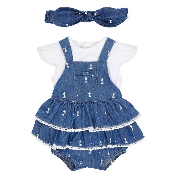 Baby Indigo Denim Dress & Hat Set