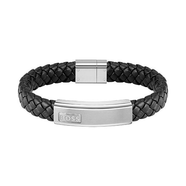 Mens BOSS Black Lander Braided Bracelet