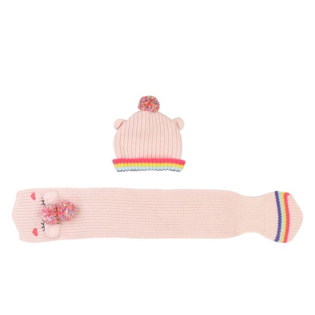 Baby Pink Rainbow Scarf & Hat Set