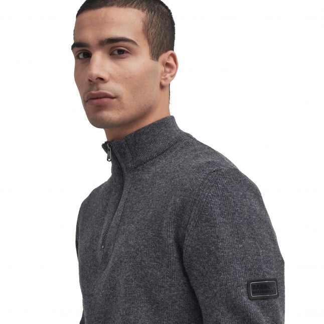 Mens Charcoal Marl Crawley Half Zip Knit Jumper