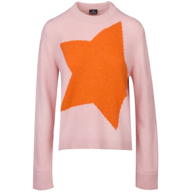 Womens Powder Pink Large Star Knitted Jumper