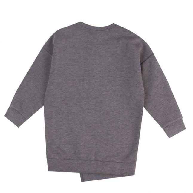 Girls Heather Grey Logo Sweater Dress