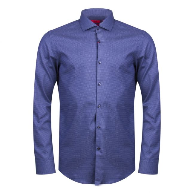 Mens Navy Kason Pin Dot Slim Fit L/s Shirt