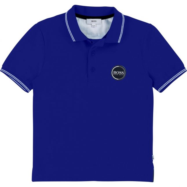 Boys Blue Tipped Logo S/s Polo Shirt