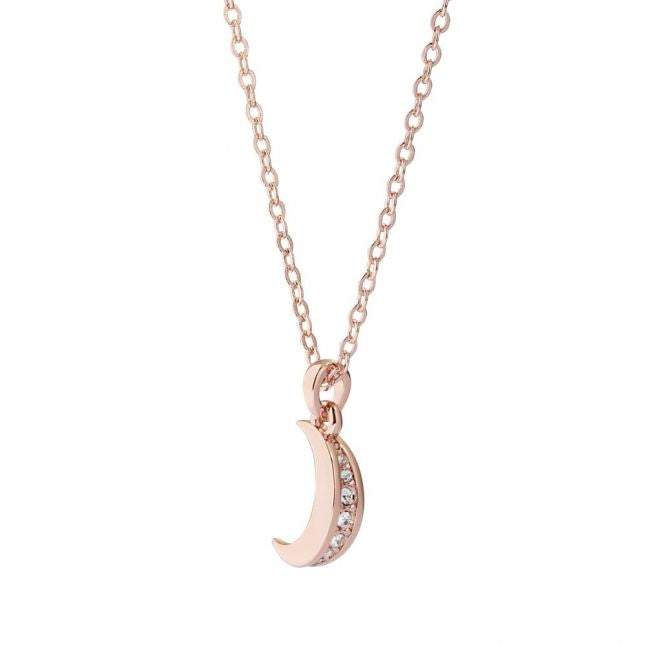 Womens Rose Gold/Crystal Marai Crescent Moon Pendant Necklace