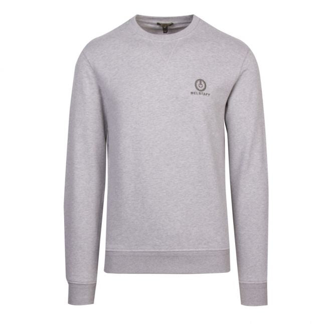 Mens Grey Melange Small Logo Crew Sweat Top