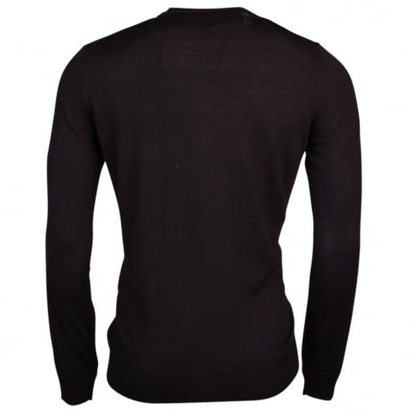 Mens Black Peace Badge Knitted Jumper