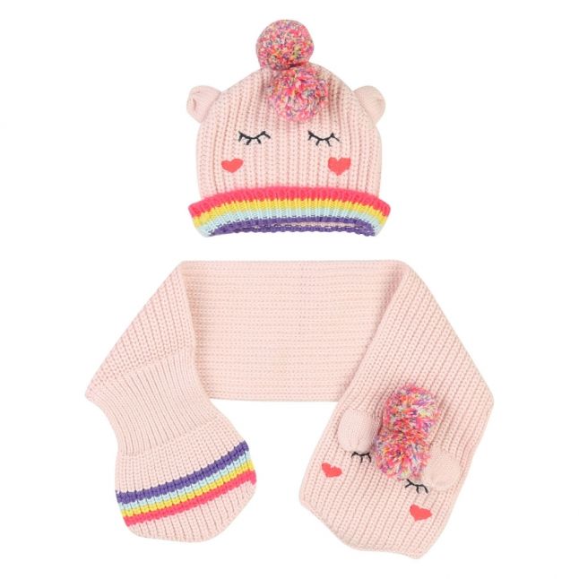 Baby Pink Rainbow Scarf & Hat Set