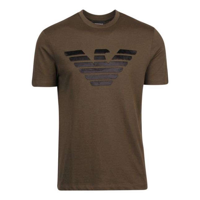 Mens Olive Textured Eagle S/s T Shirt