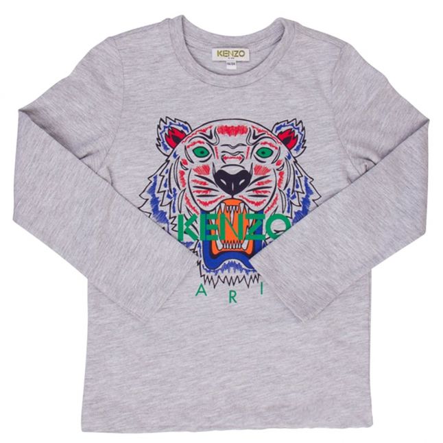 Boys Marled Grey Tiger 40 Bis L/s T Shirt