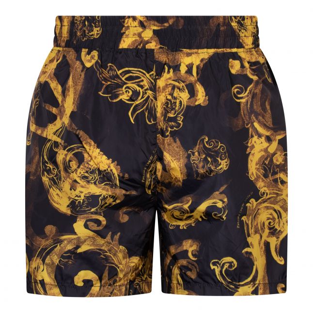 Mens Black/Gold Watercolour Baroque Shorts