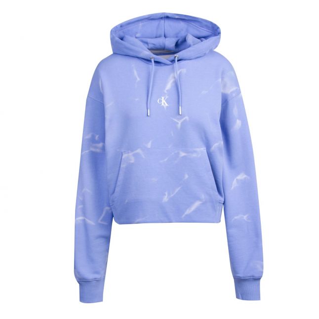 Womens Powdery Blue Lava Dye Cropped Hoodie