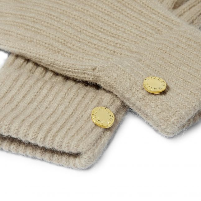 Womens Light Sand Knitted Gloves