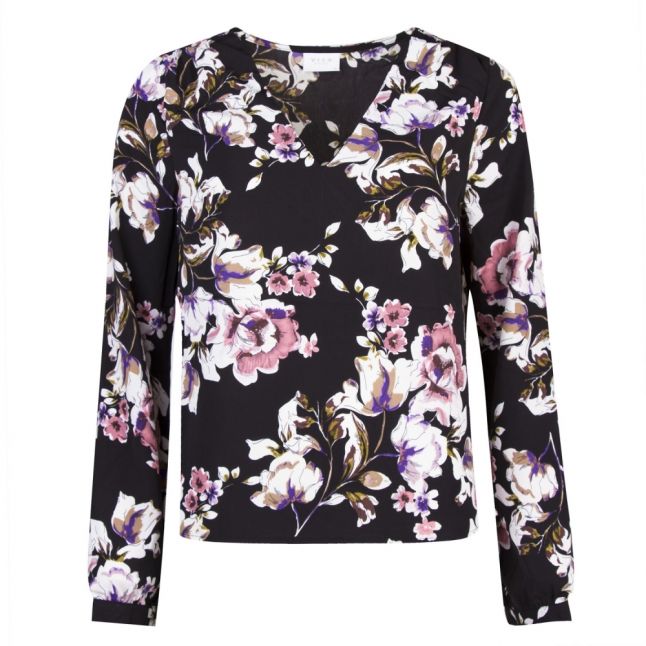 Womens Black Vilienna Floral Blouse