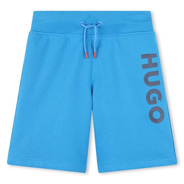 Boys Electric Blue Branded Leg Sweat Shorts