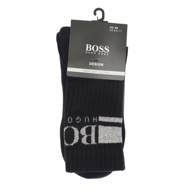 Mens Blue/Silver Rib Logo Sports Socks