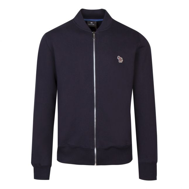 Mens Navy Zebra Bomber Sweat Jacket