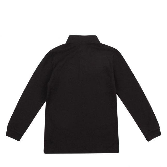 Boys Black Branded L/s Polo Shirt