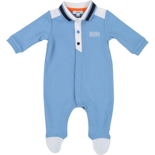 Baby Blue Contrast Polo Babygrow