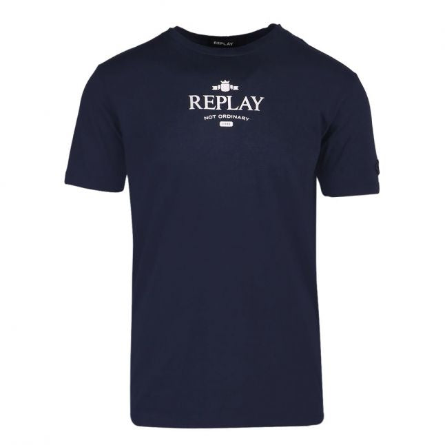 Mens Aviator Blue Centre Logo S/s T Shirt