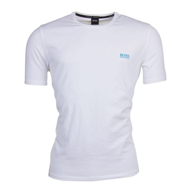 Boss Mens White & Blue Embroidered Logo Lounge S/s Tee Shirt