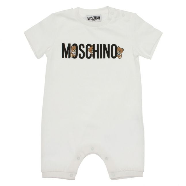 Baby White Hidden Toy Logo Romper