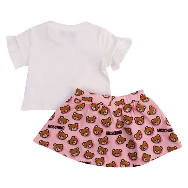 Baby White/Rose Toy Shadow T Shirt & Skirt Set