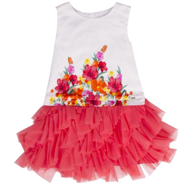 Girls Coral Chiffon Skirt Dress