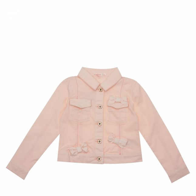 Girls Raspberry Cotton Twill Bow Jacket