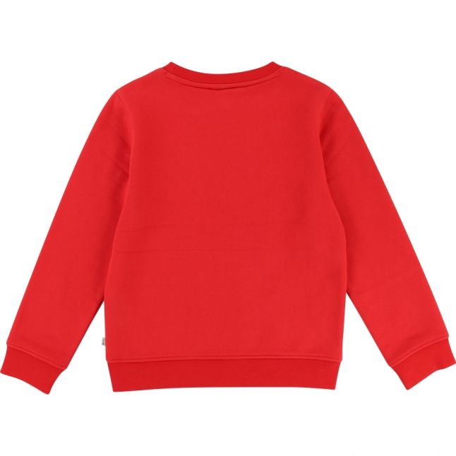 Boys Pop Red Embossed Logo Sweat Top