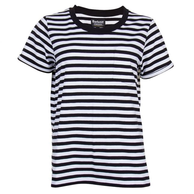 Womens Black Koso Striped S/s Tee Shirt