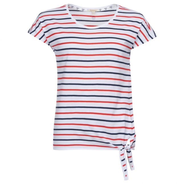 Lifestyle Womens White & Red Pembrey Stripe S/s T Shirt