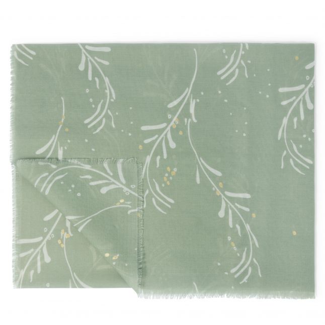 Womens Sage/Off Wht/Gold Foil Foil Pattern Scarf