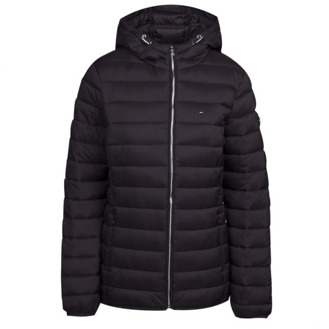 Womens Tommy Black Quilted Hood Jacket