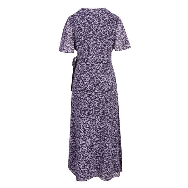 Womens Navy Vioela Orchid Petal Wrap Midi Dress