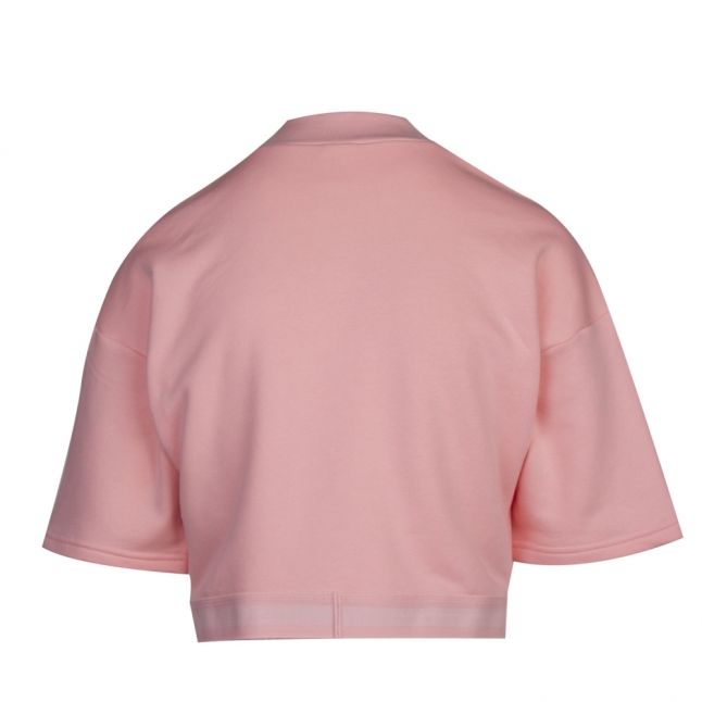 Womens Peach Glow High Neck Short Sweat Top