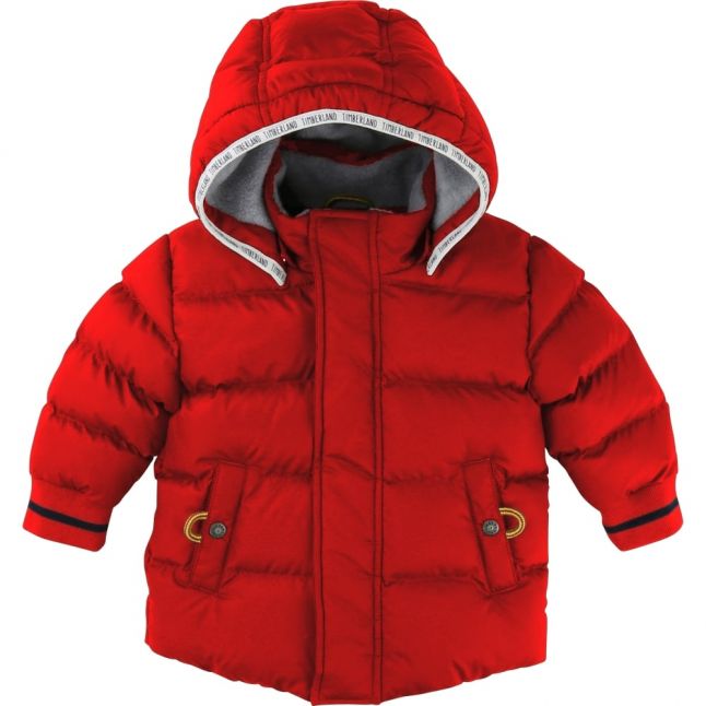 Boys Red Hooded Puffer Jacket