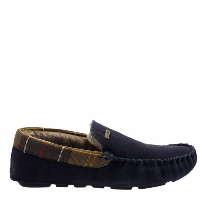 Mens Navy Monty Moccasin Slippers