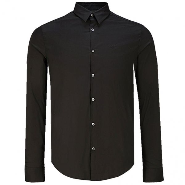 Mens Black Cotton Poplin L/s Shirt