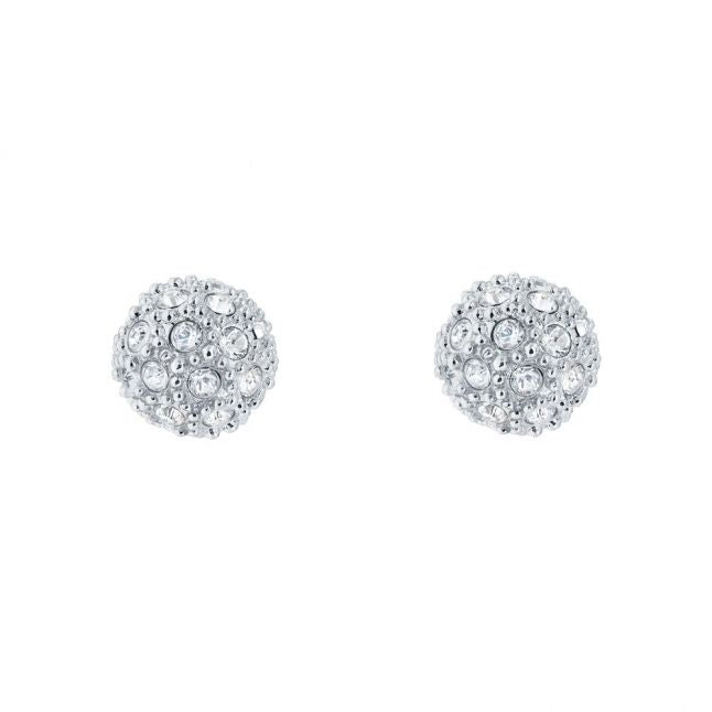 Womens Silver/Crystal Pavly Pave Ball Stud Earrings