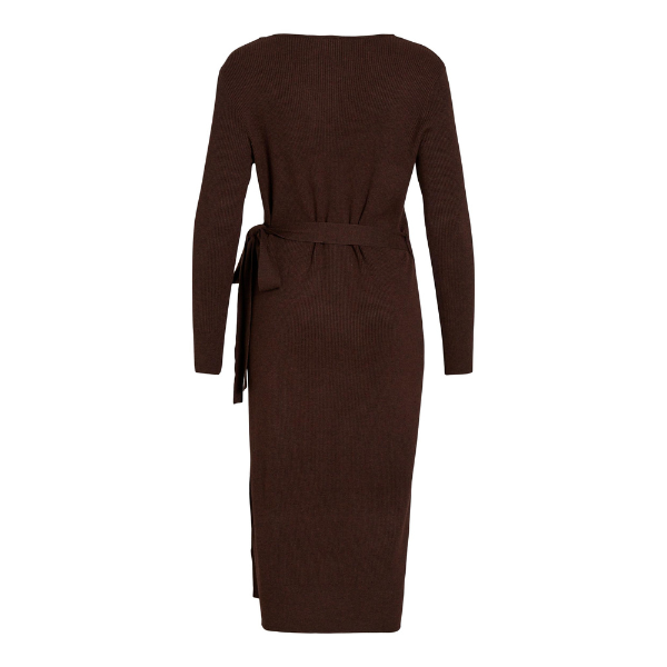 Womens Shaved Chocolate Vicomfy Wrap Knit Midi Dress