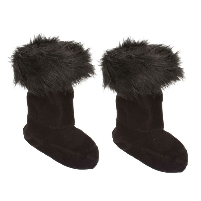 Girls Black Original Faux Fur Cuff Socks