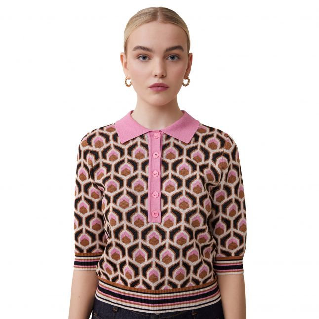 Womens Rose Multi Palmer Printed Knit Polo