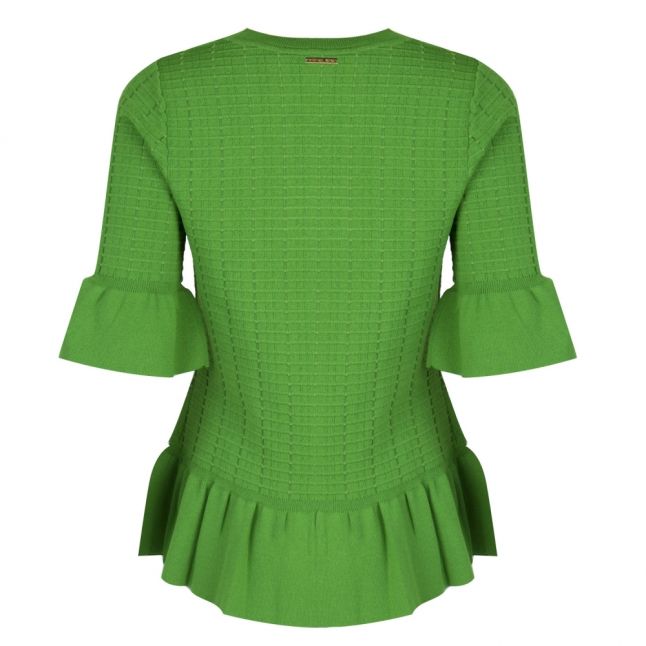 Womens True Green Textured Flared Sleeve Knit Top