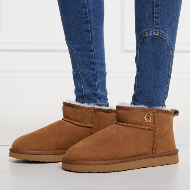 Womens Tan Ultra Mini Shearling Boots