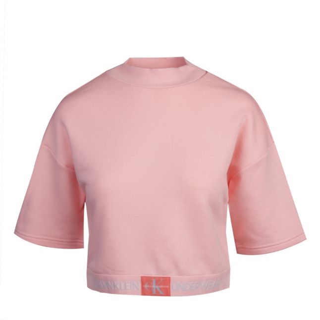 Womens Peach Glow High Neck Short Sweat Top