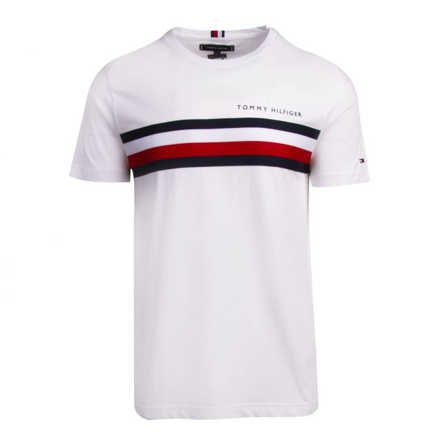 Tommy Hilfiger Mens White Global Stripe S/s T Shirt