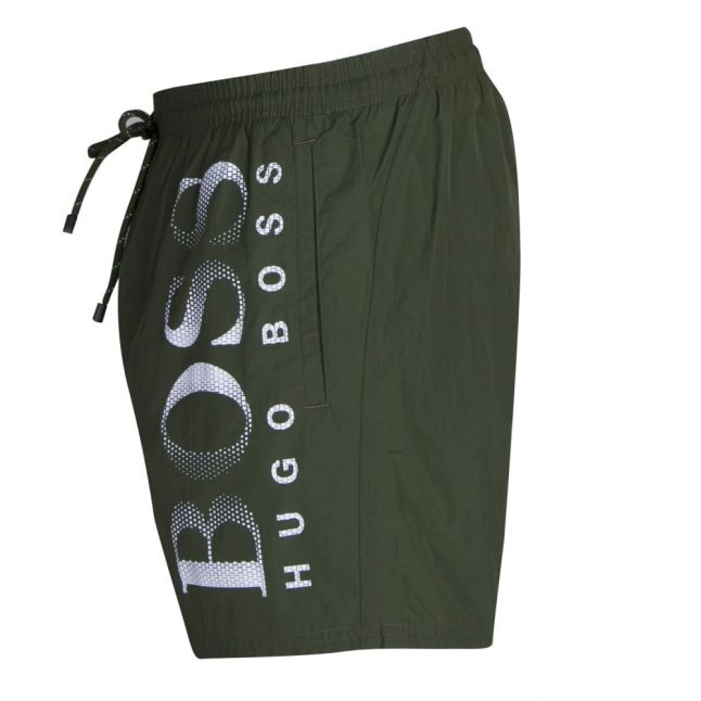 Mens Dark Green Octopus Side Logo Swim Shorts