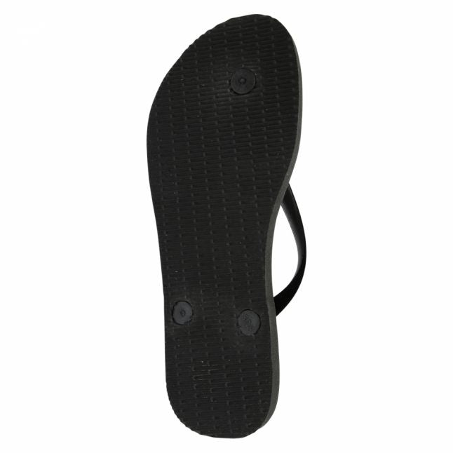 Womens Black Slim Velvet Flip Flops