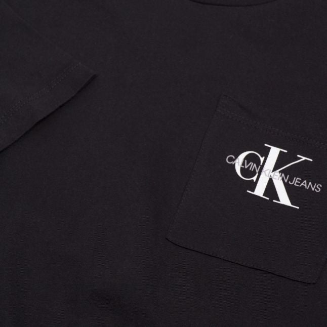 Womens CK Black Cropped Monogram S/s T Shirt